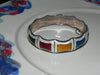 Estate Sterling Bracelet, Vintage Multi Colored Guilloche Enamel