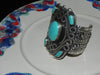 Estate Sterling Bracelet Cuff, Vintage Mexican Turquoise Signed Esperanza Mexico 925