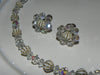 Vintage Set, Crystal Textured Bicone Beaded Necklace & Cluster Earring