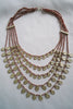 Naga India Necklace 5 Tier Multi Beaded Brass or Silver Coated