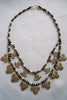Naga India Necklace 2 Tier "Clover + Anchor" Bead Brass or Silver w/ Black Glass Beads