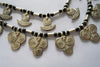 Naga India Necklace 2 Tier "Clover + Anchor" Bead Brass or Silver w/ Black Glass Beads
