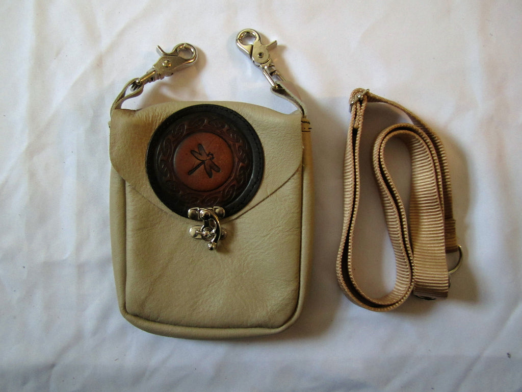 Tan Pouch with Dragonfly