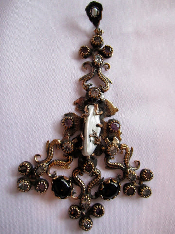 Turkish Pendant, Seahorse w/ Pearl & Stones