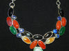 Silver Plate + Stone Necklace w/ Agate and Carnelian