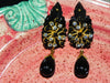 India Earrings Onyx HandCarved Dangling