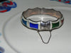 Estate Sterling Bracelet, Vintage Multi Colored Guilloche Enamel