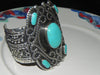 Estate Sterling Bracelet Cuff, Vintage Mexican Turquoise Signed Esperanza Mexico 925