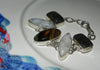 Silver Plate + Stone Bracelet w/ Tigers Eye, Moonstone & Labradorite