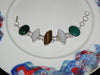Silver Plate + Stone Bracelet w/ Aventurine, Moonstone & Tigers Eye