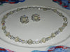 Vintage Set, Crystal Textured Bicone Beaded Necklace & Cluster Earring