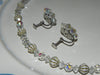 Vintage Set, Crystal Textured Bicone Beaded Necklace & Cluster Earring