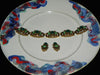 Vintage Set w/ Green Glass & Rhinestone