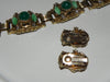 Vintage Set w/ Green Glass & Rhinestone