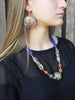 Tibetan Necklace Lapis + Coral with Etched Brass Details