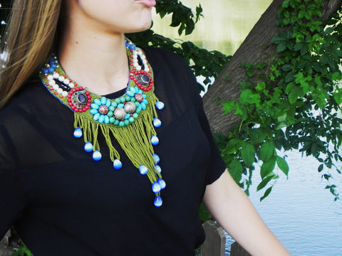 Turkish Bib Necklace w/ Stones