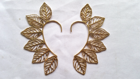 Cutout Leaf Ear Cuff  - Brass