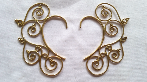Scroll Leaf Ear Cuff - Brass