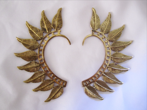 Mohawk Feather Ear Cuff  - Brass