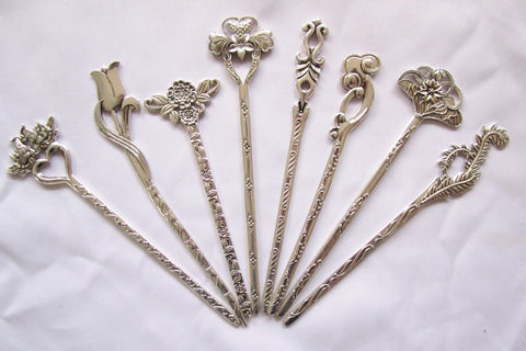 Hair Pins , bookmark, letter opener,Silver Tone Miao