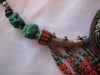 Tibetan Necklace Drippy Coral Turqouise Lapis with Center Pendant