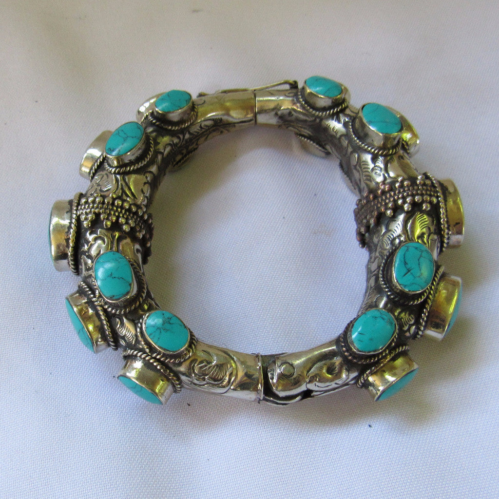 Tibetan Handmade Turquoise Multi-Stone Bracelet