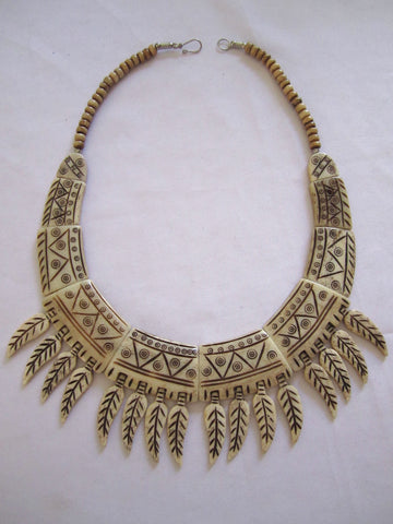 Nepal Bone + Horn Necklace Spiked Bib