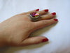 Silver Plated Large Stone Ring - Rainbow Crystal