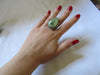 Silver Plated Large Stone Ring - Pear Green
