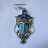 Sterling Silver Plated Moonface Earrings - blue