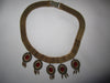 Vintage Necklace Victorian Dangling Red Glass Bib