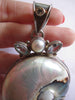 Estate Sterling Pendant w/ Huge Nautilus Shell, Pearl & Blue Topaz