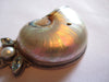 Estate Sterling Pendant w/ Huge Nautilus Shell, Pearl & Blue Topaz