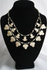 Naga India Necklace 2 Tier "Clover + Anchor" Bead Brass or Silver w/ Black Glass Beads