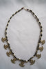 Naga India Necklace Single Anchor Brass or Silver Bead w/ Black Glass Beads