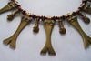 Naga India Necklace, "Tribal" Brass or Silver Handmade Beads with Red Glass