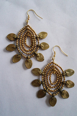Naga India Earrings "Pinwheel" in Brass or Silver