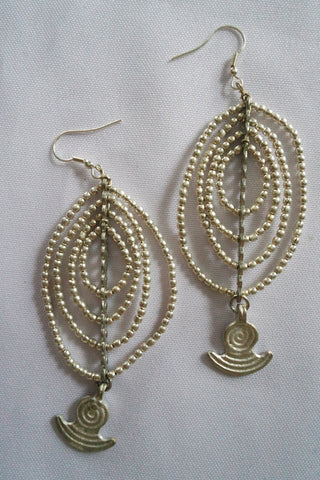 Naga Tribe Earrings, with Anchor Bead, Silver and Brass