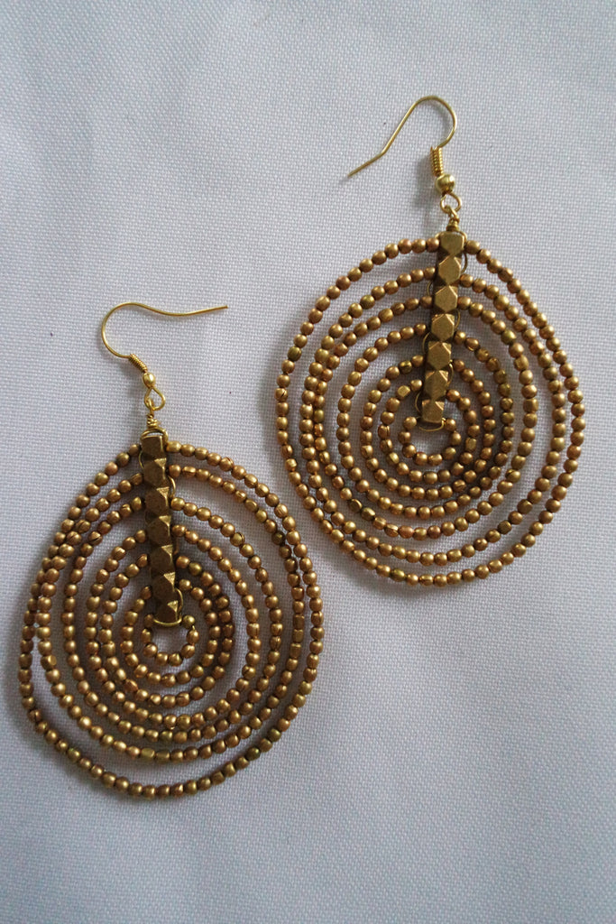 Naga Tribe Earrings, Beaded, Silver and Brass