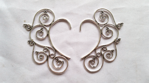 Scroll Leaf Ear Cuff - Silver