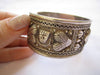 Estate Sterling Bracelet Cuff, Artisan Handmade Repousse Heart