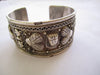 Estate Sterling Bracelet Cuff, Artisan Handmade Repousse Heart