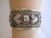 Estate Sterling Bracelet Cuff, Artisan Handmade Repousse Heart
