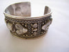 Estate Sterling Bracelet Cuff, Artisan Handmade Repousse Heart