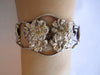 Estate Sterling Bracelet Cuff, Stamped Flower