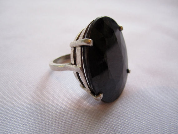 Sterling Ring, Vintage Natural Touramaline Ring